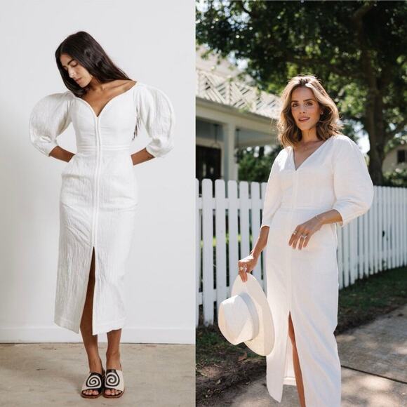 Mara Hoffman Dresses & Skirts - Mara Hoffman Sculptural Sleeve Monet Midi Dress Ivory/White Size 2 Bridal